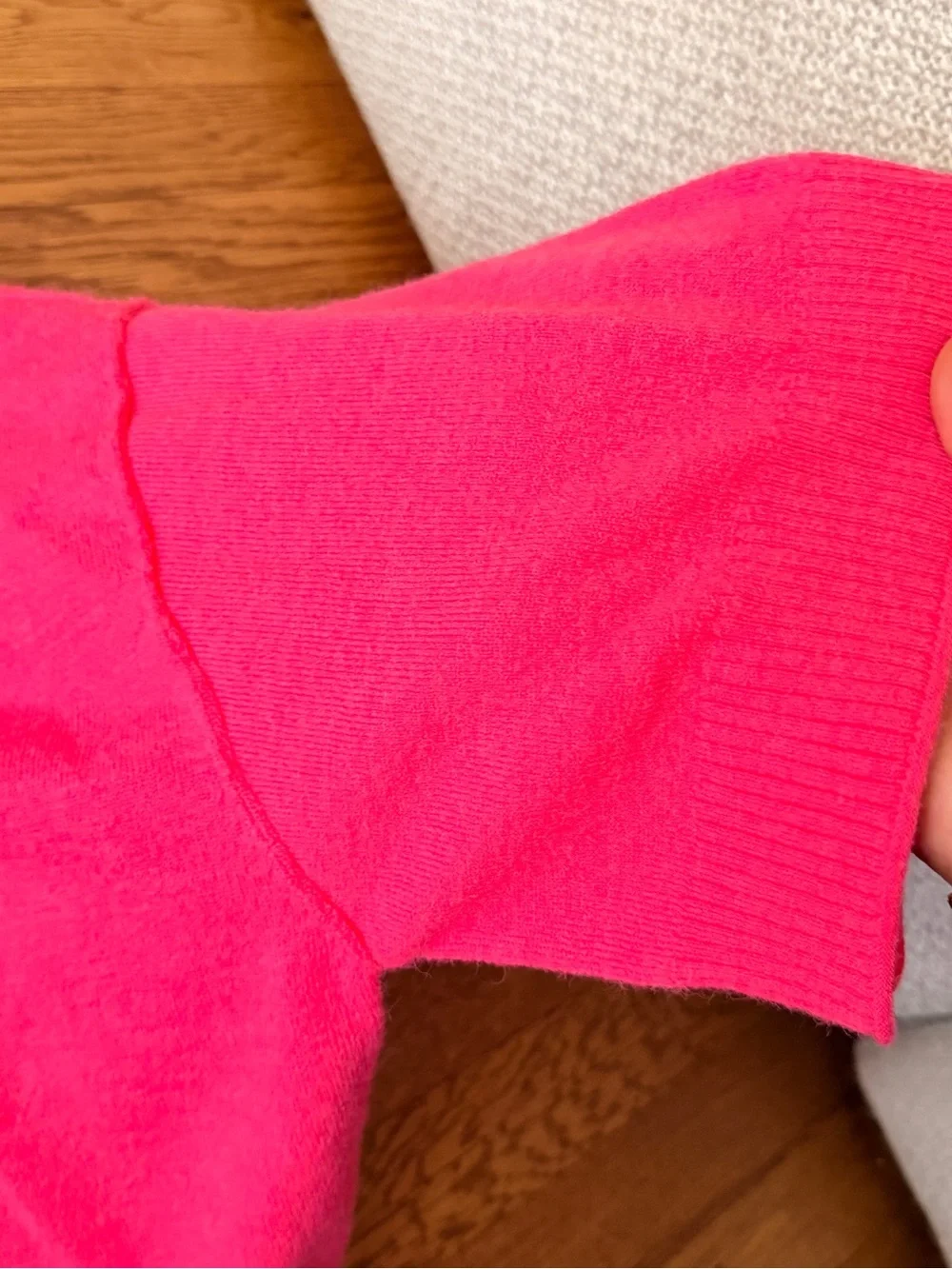 ANTHROPOLOGIE Hot Pink Crewneck Short Sleeve Sweater - Picture 5 of 7